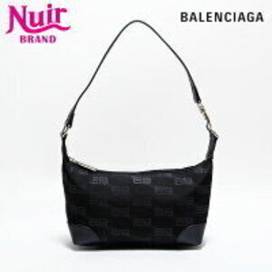 Balenciaga logo canvas shoulder bag black